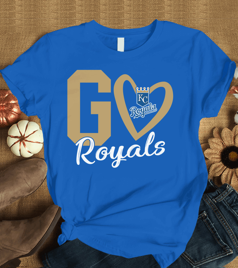 Go Royals KC Heart Crown Logo Royals T-Shirt