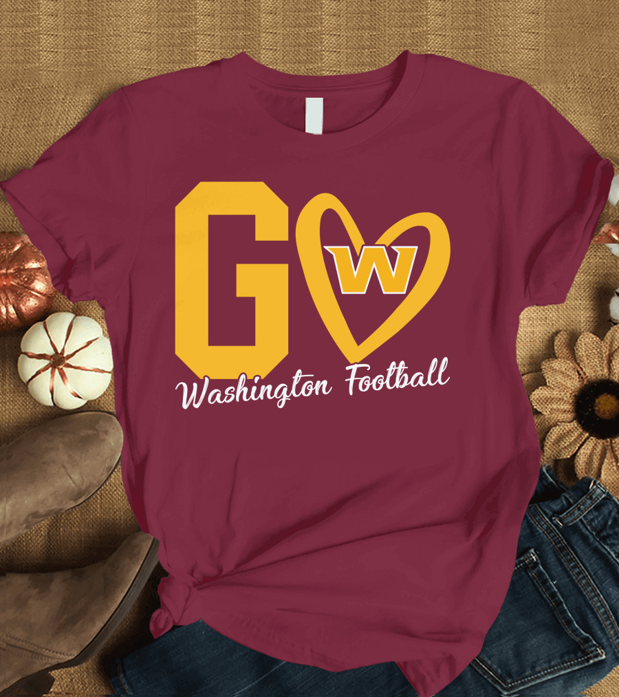 Go W Washington Football Team Heart T-Shirt