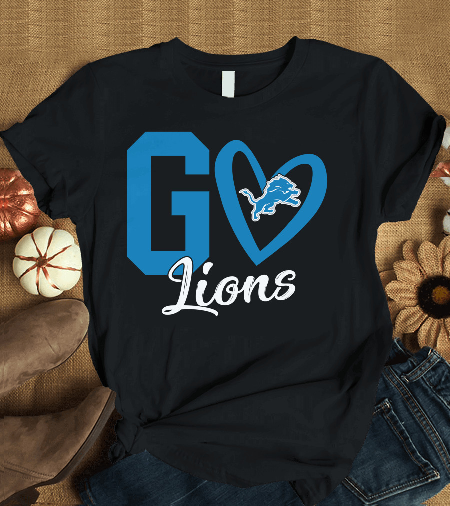 Go Lions Heart Detroit Lions T-Shirt