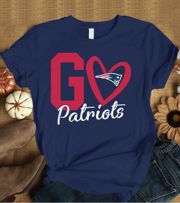T-Shirt: Go Patriots New England Patriots Logo Heart T-Shirt Go Patriots New England Patriots Logo Heart T-Shirt