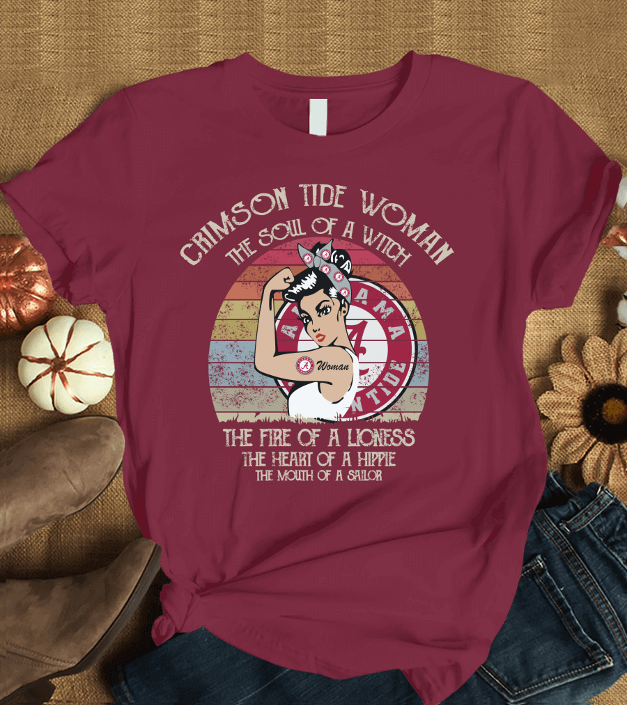 Crimson Tide Woman The Soul of a Witch The Fire of a Lioness The Heart of a Hippie The Mouth of a Sailor T-Shirt