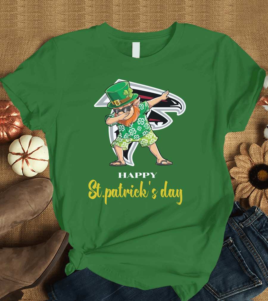 Atlanta Falcons Happy St Patrick's Day Dabbing Leprechaun T-Shirt
