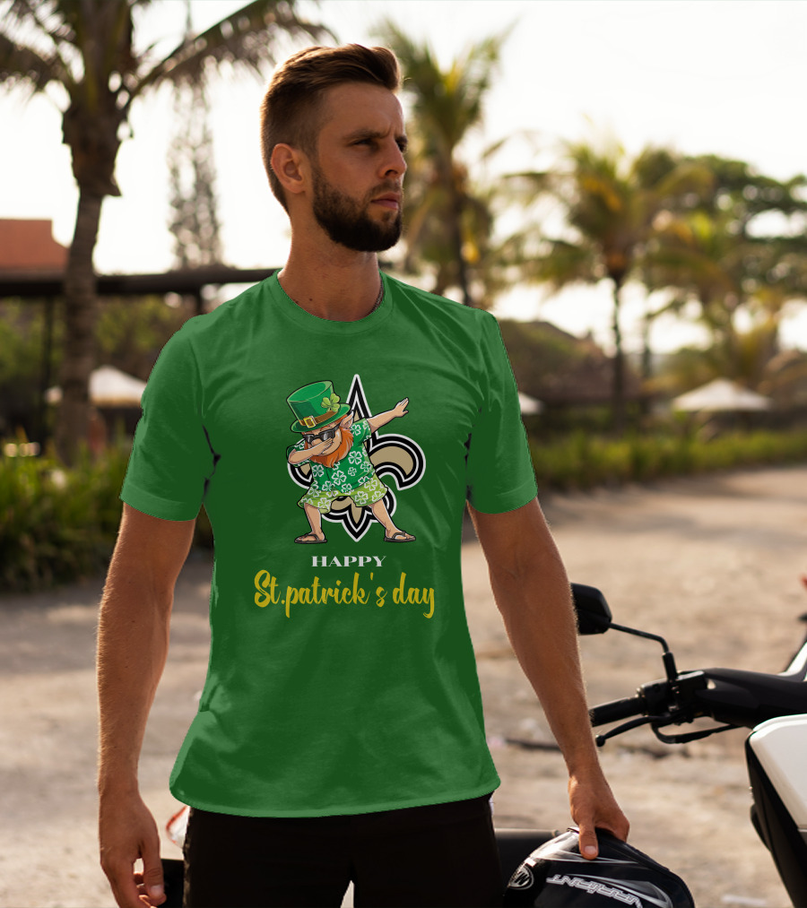 Happy St. Patrick's Day New Orleans Saints Dabbing Leprechaun T-Shirt