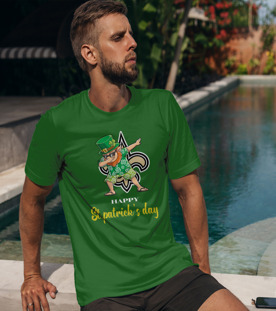 Happy St. Patrick's Day New Orleans Saints Dabbing Leprechaun T-Shirt