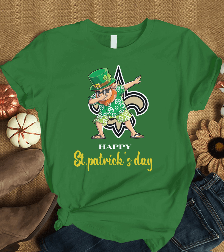 Happy St. Patrick's Day New Orleans Saints Dabbing Leprechaun T-Shirt