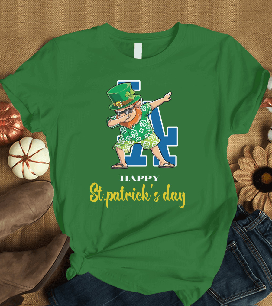 Happy St. Patrick's Day Los Angeles Dodgers Dabbing Leprechaun T-Shirt