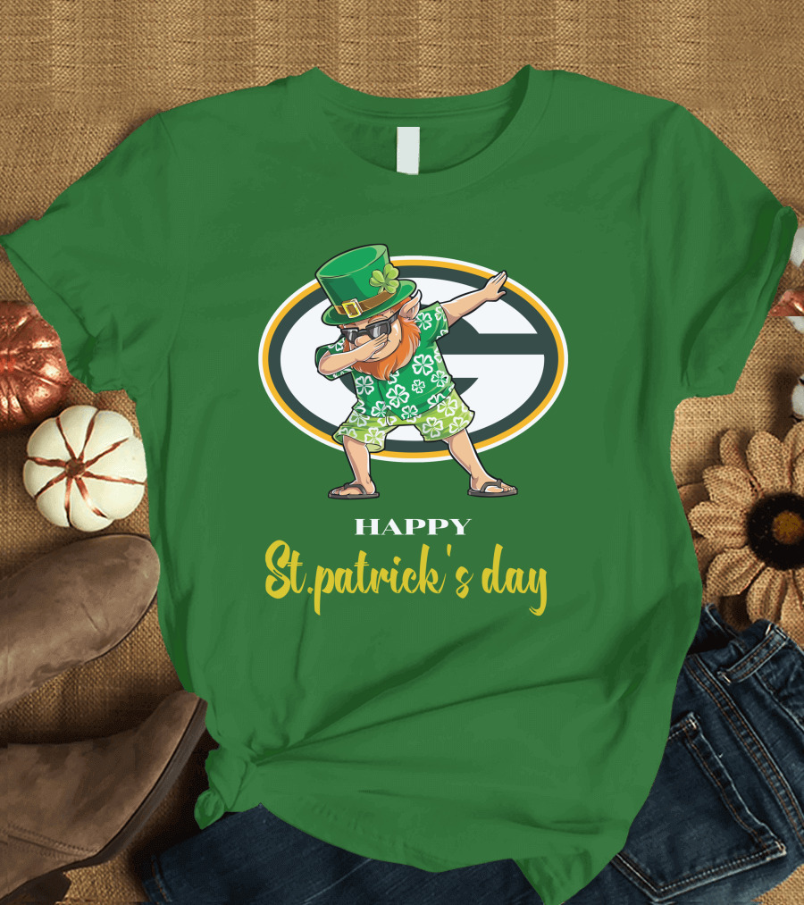 Green Bay Packers Happy St. Patrick's Day Dabbing Leprechaun T-Shirt