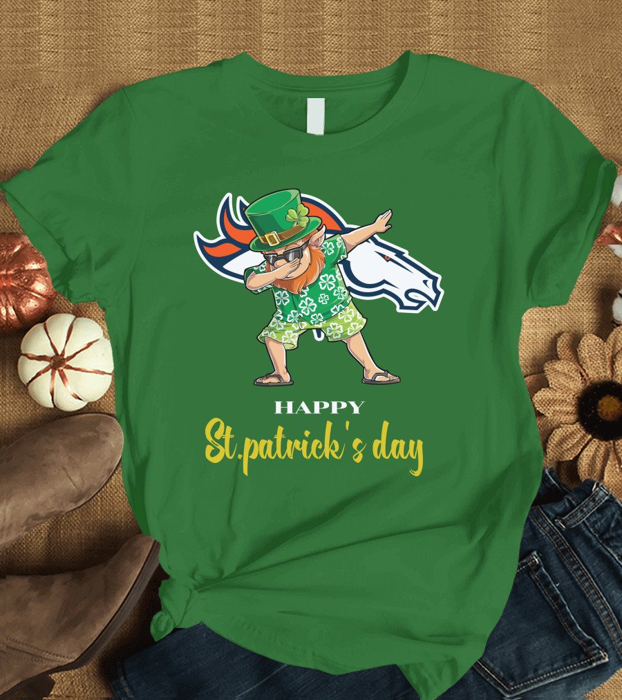 Happy St. Patrick's Day Denver Broncos Dabbing Leprechaun T-Shirt