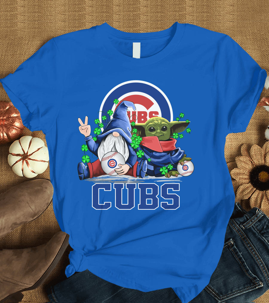 Chicago Cubs Leprechaun Gnome Baby Yoda Baseball Clover T-Shirt