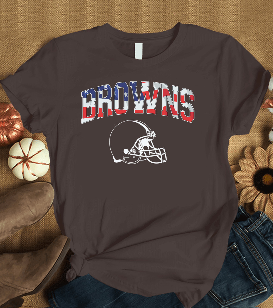 Browns American Flag Helmet T-Shirt