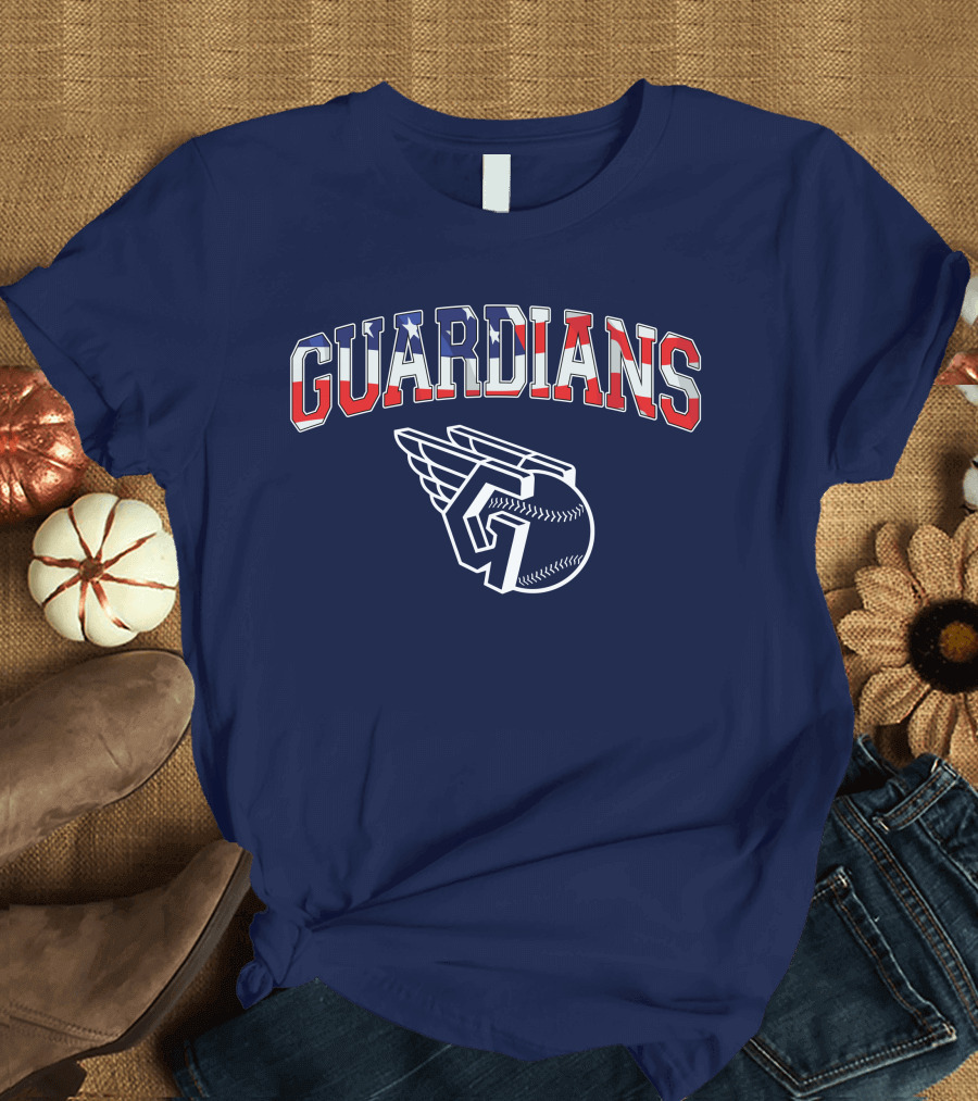 Guardians American Flag Baseball Emblem T-Shirt