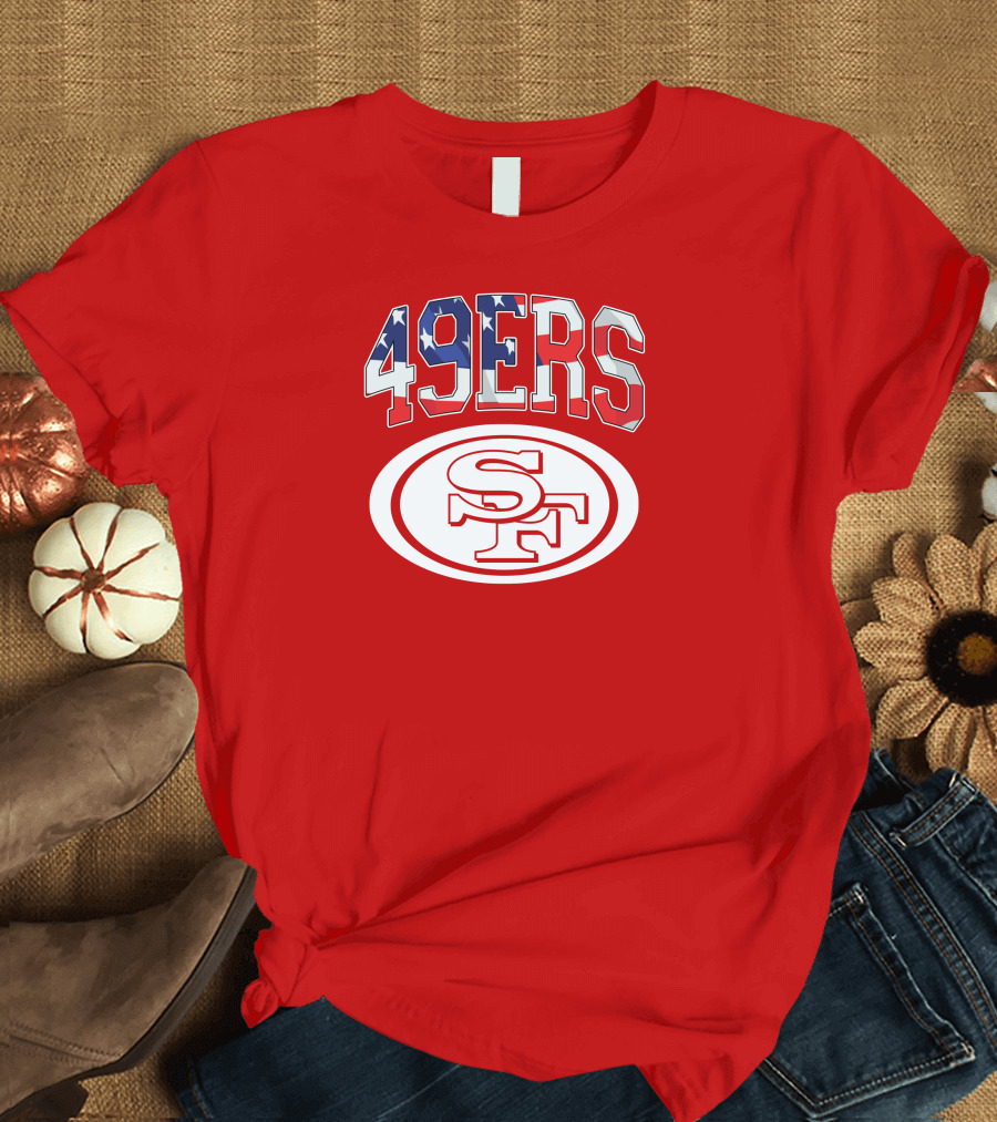 San Francisco 49ers 49ers American Flag SF Oval T-Shirt