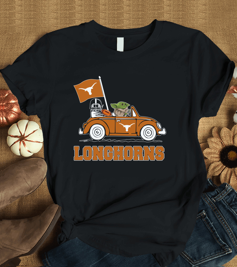 Longhorns Darth Vader Baby Yoda Driving T-Shirt