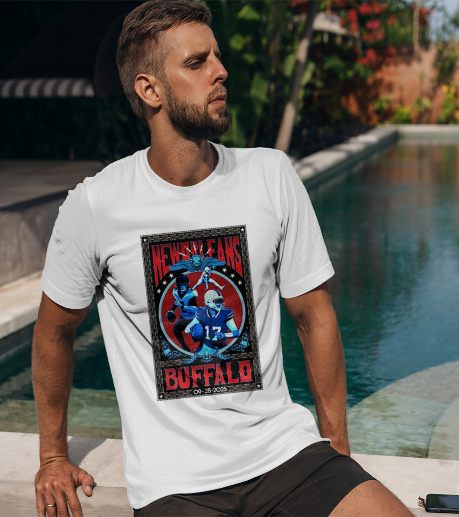 New Orleans Vs Buffalo September 28 2025 NFL Football Josh Allen Tyler Bass T-Shirt