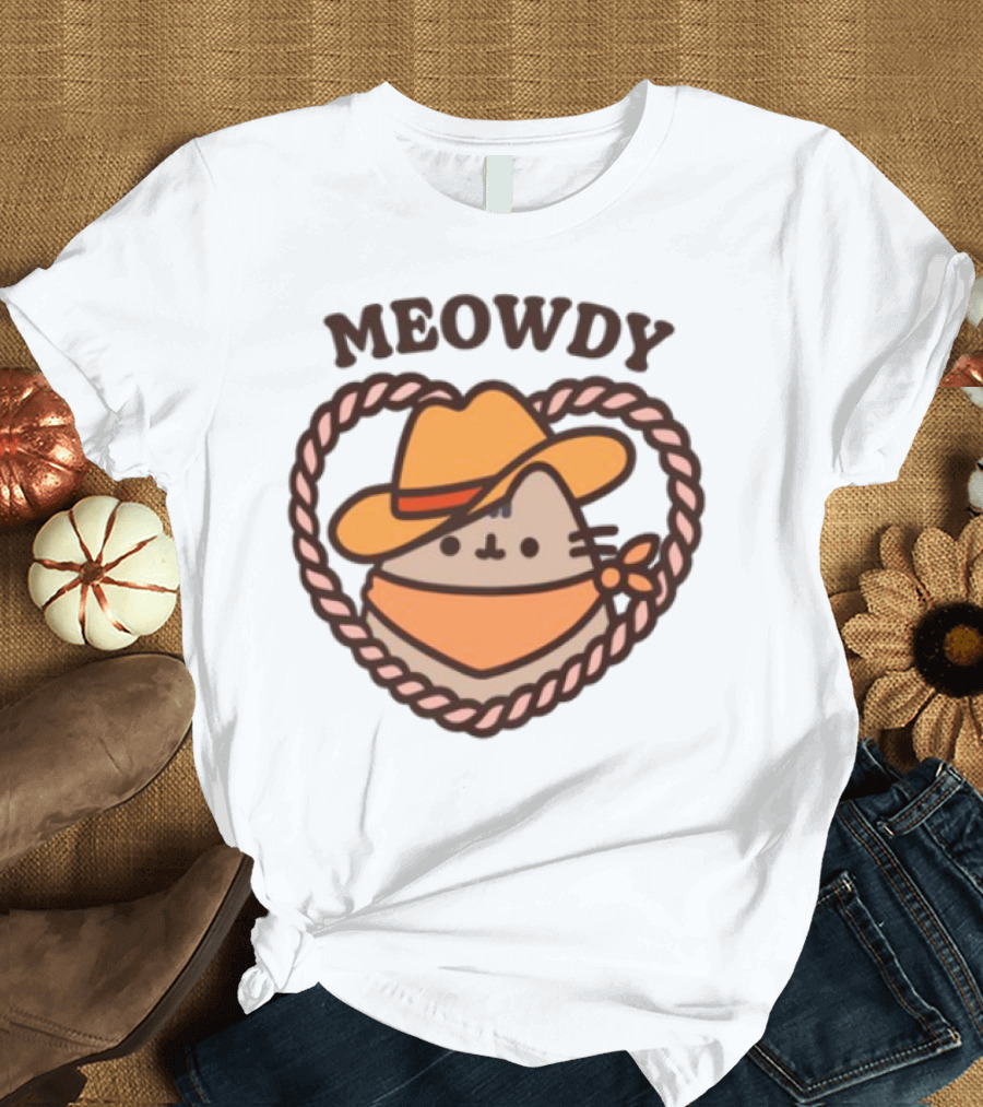 Meowdy Cowboy Pusheen With Hat And Bandana T-Shirt