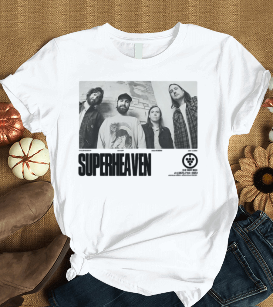 Superheaven Run For Cover Records Band Promo Vintage Black and White T-Shirt