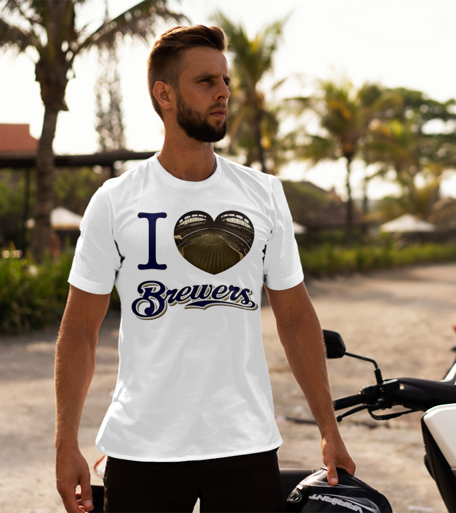 I Love Brewers Heart Stadium Milwaukee MLB T-Shirt