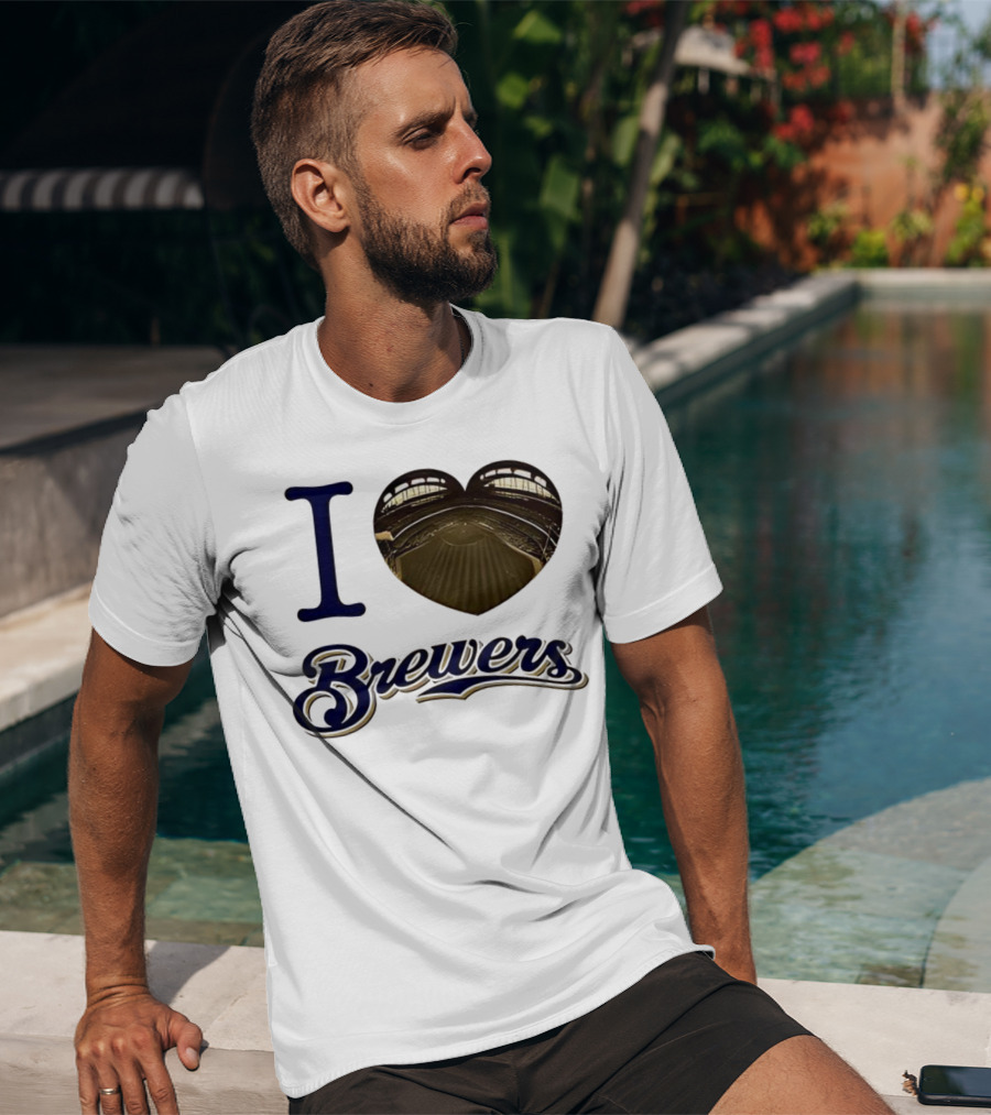 I Love Brewers Heart Stadium Milwaukee MLB T-Shirt