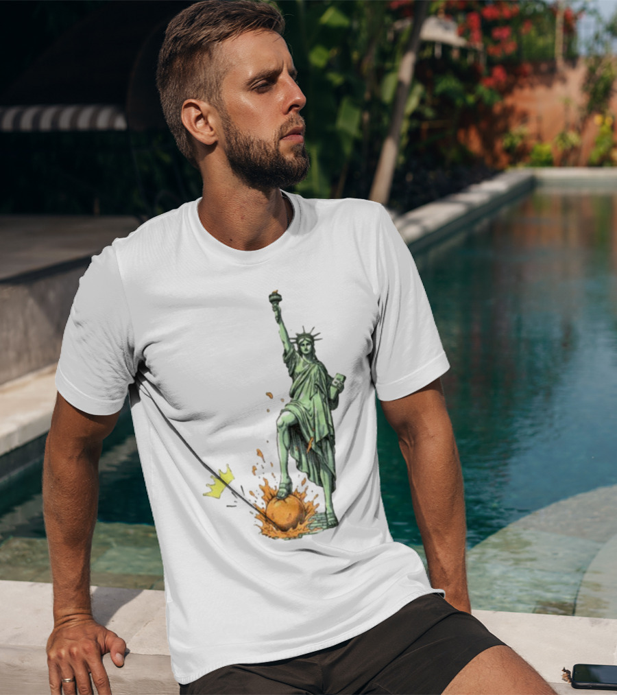 No Kings In America Statue Of Liberty Crown Orange Anti Trump Vintage T-Shirt