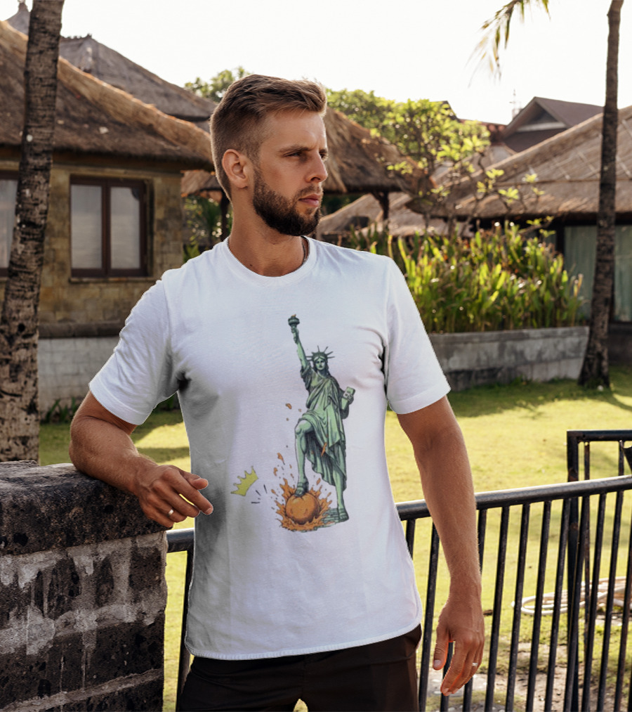 No Kings In America Statue Of Liberty Crown Orange Anti Trump Vintage T-Shirt