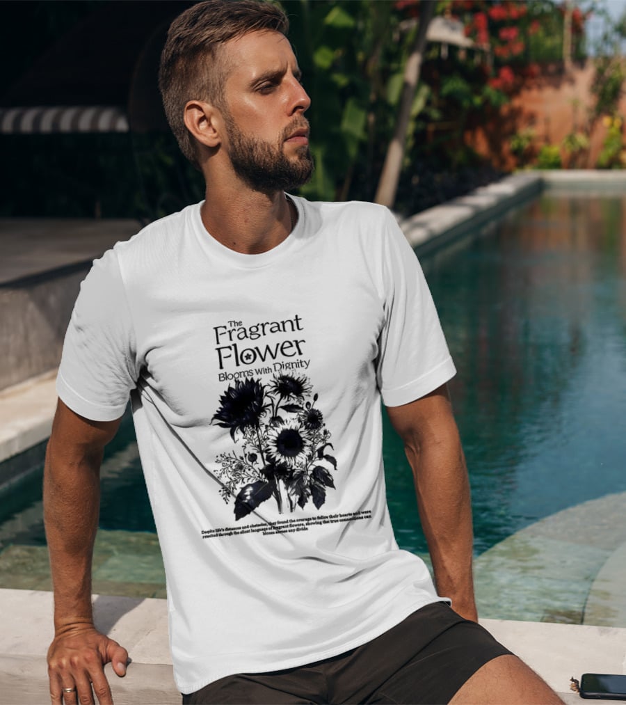 The Fragrant Flower Blooms With Dignity Sunflower Botanical Illustration T-Shirt