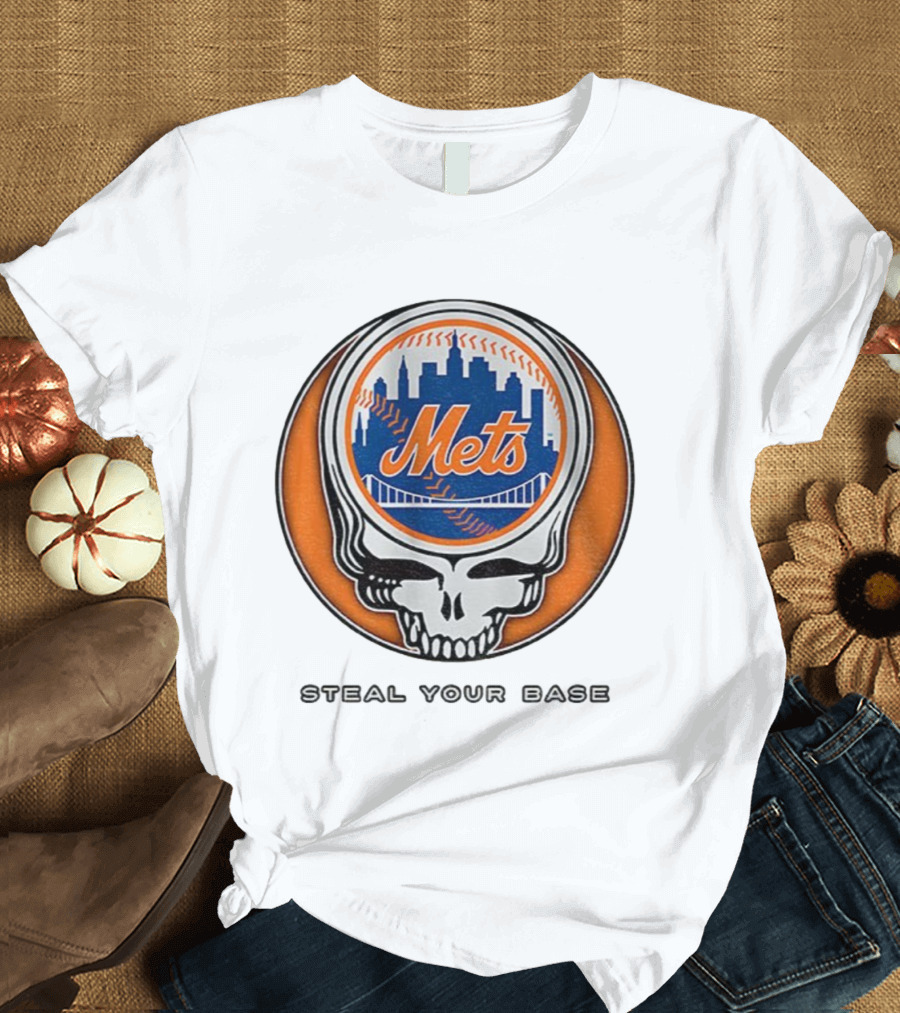 New York Mets Grateful Dead Steal Your Base MLB Skull T-Shirt
