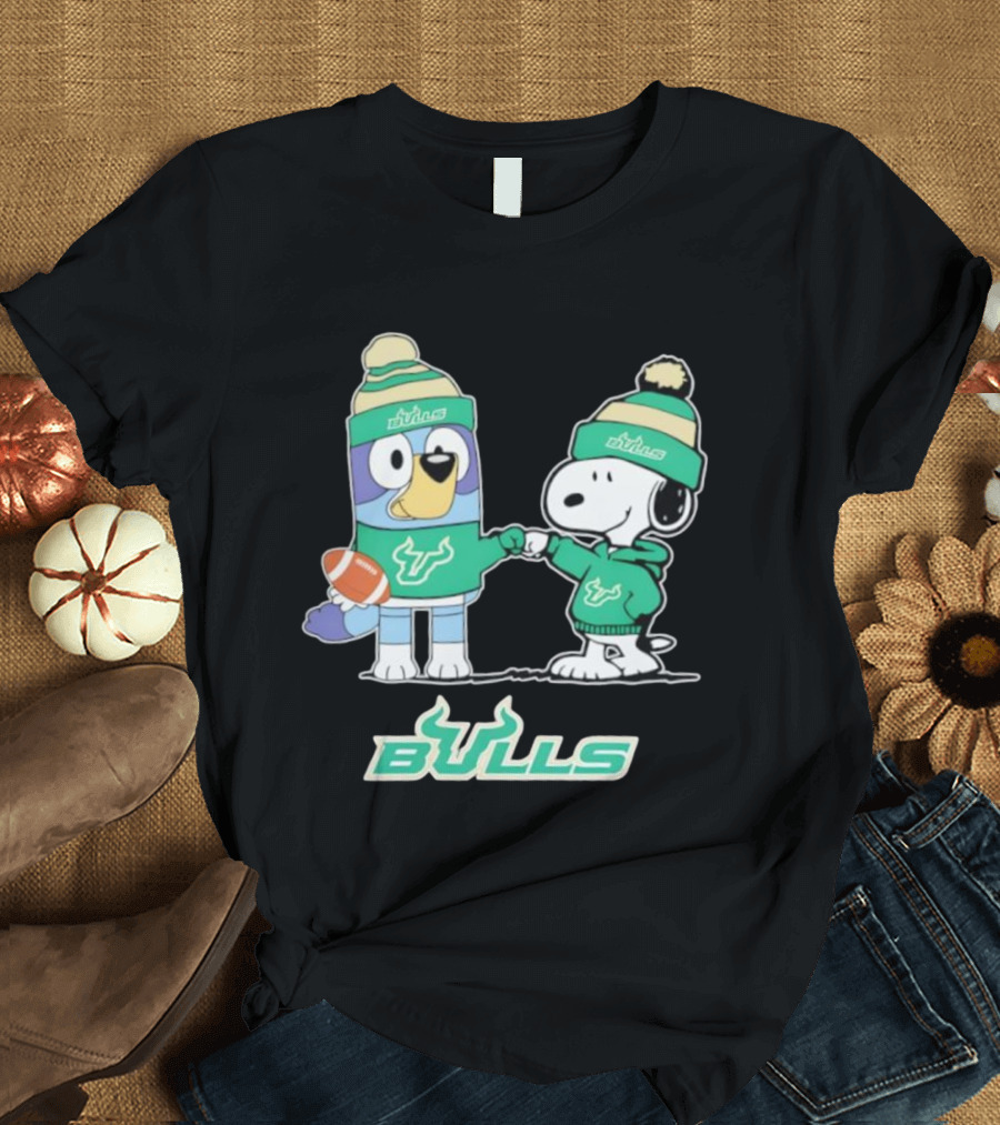 Snoopy Bluey South Florida Bulls Football Team Gear Collaboration T-Shirt