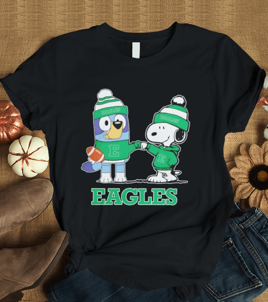 Snoopy Bluey Eastern Michigan Eagles Football Team Fan Apparel T-Shirt