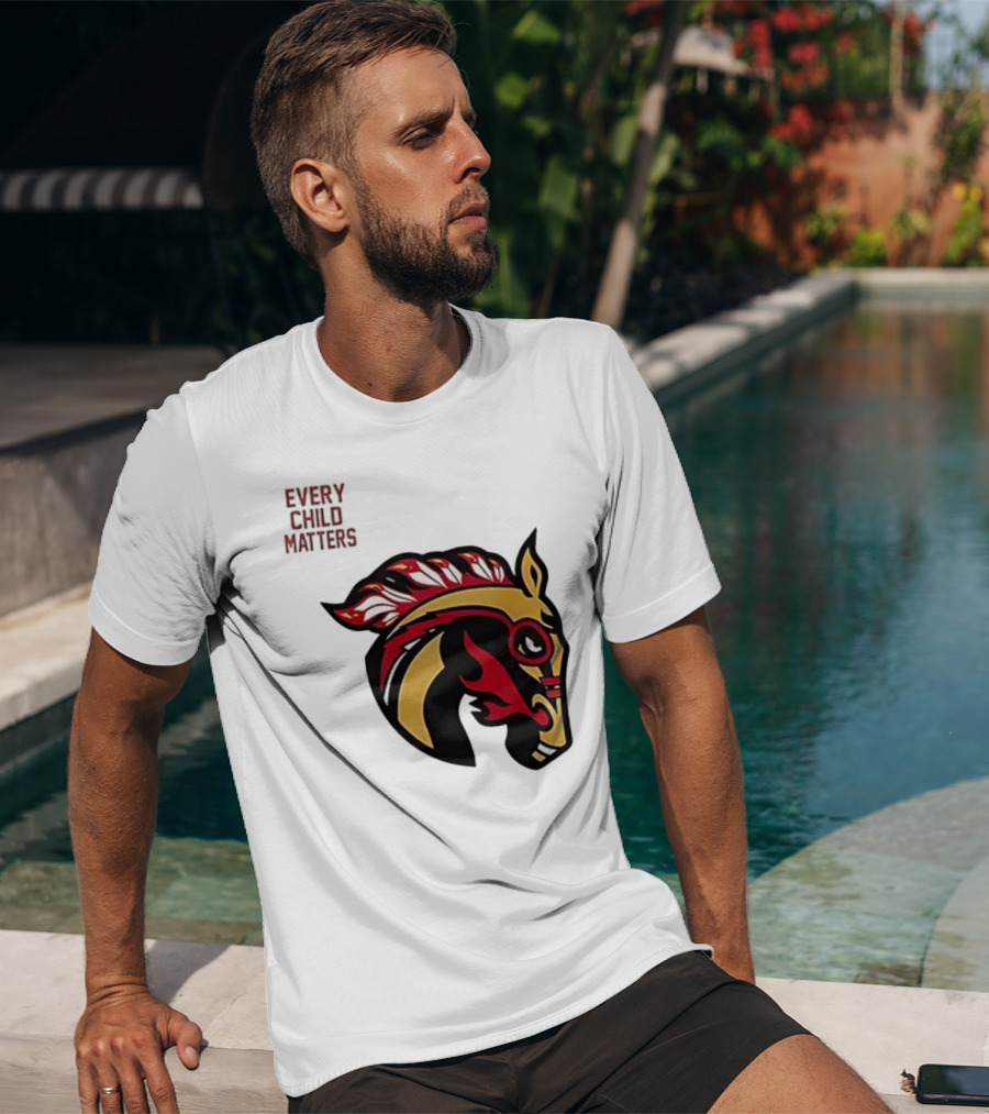 Calgary Wranglers Indigenous Heritage Every Child Matters Chinki Goodstoney T-Shirt