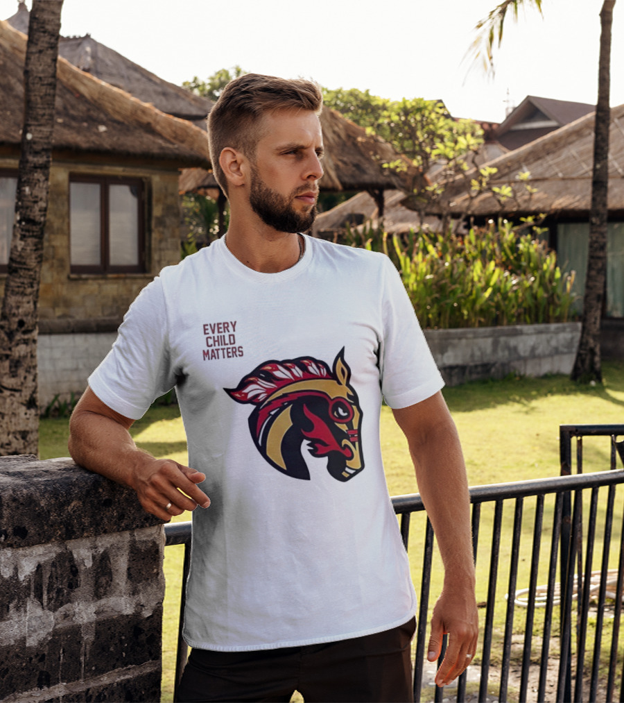 Calgary Wranglers Indigenous Heritage Every Child Matters Chinki Goodstoney T-Shirt