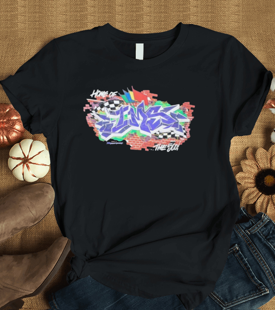 Home Of IMS The 500 Graffiti Checkered Flags Racing Indianapolis Motor Speedway T-Shirt