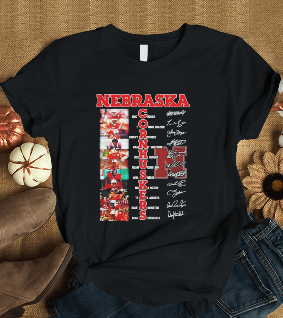 Nebraska Cornhuskers Blackshirts Legends With Signatures And Players T-Shirt