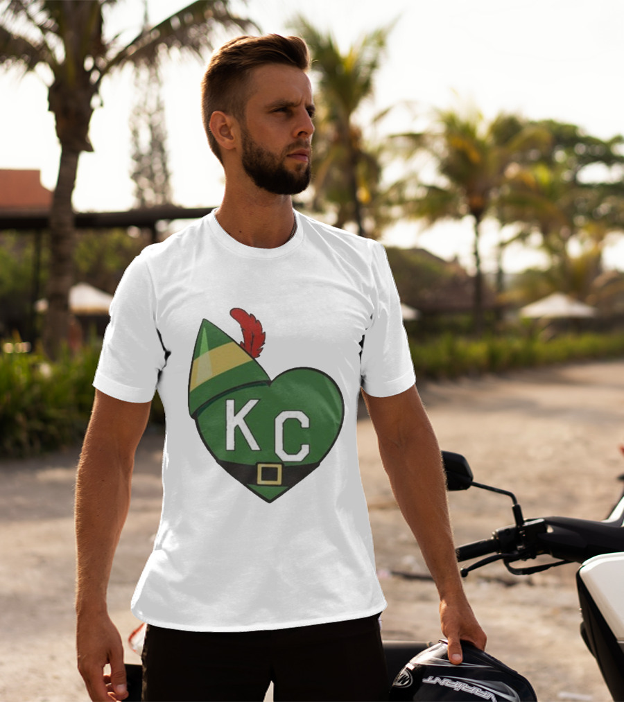 Cheerful KC Elf Heart Christmas Hat T-Shirt