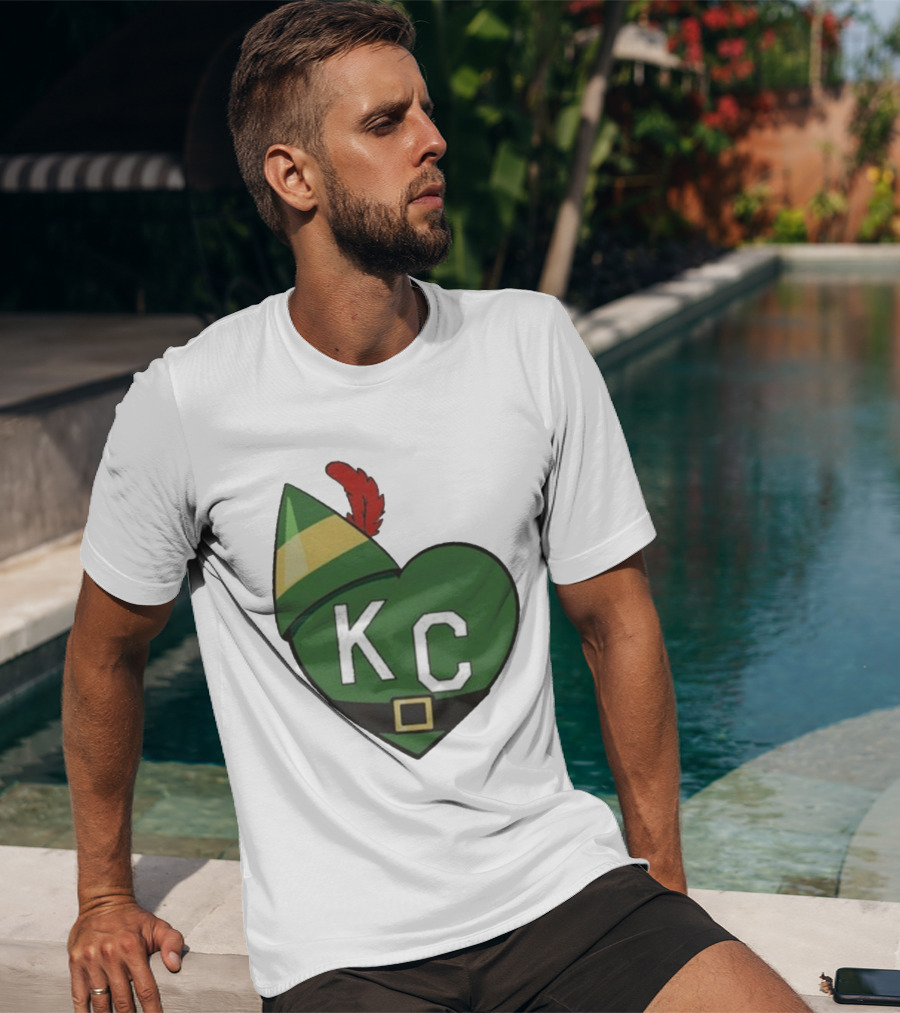 Cheerful KC Elf Heart Christmas Hat T-Shirt