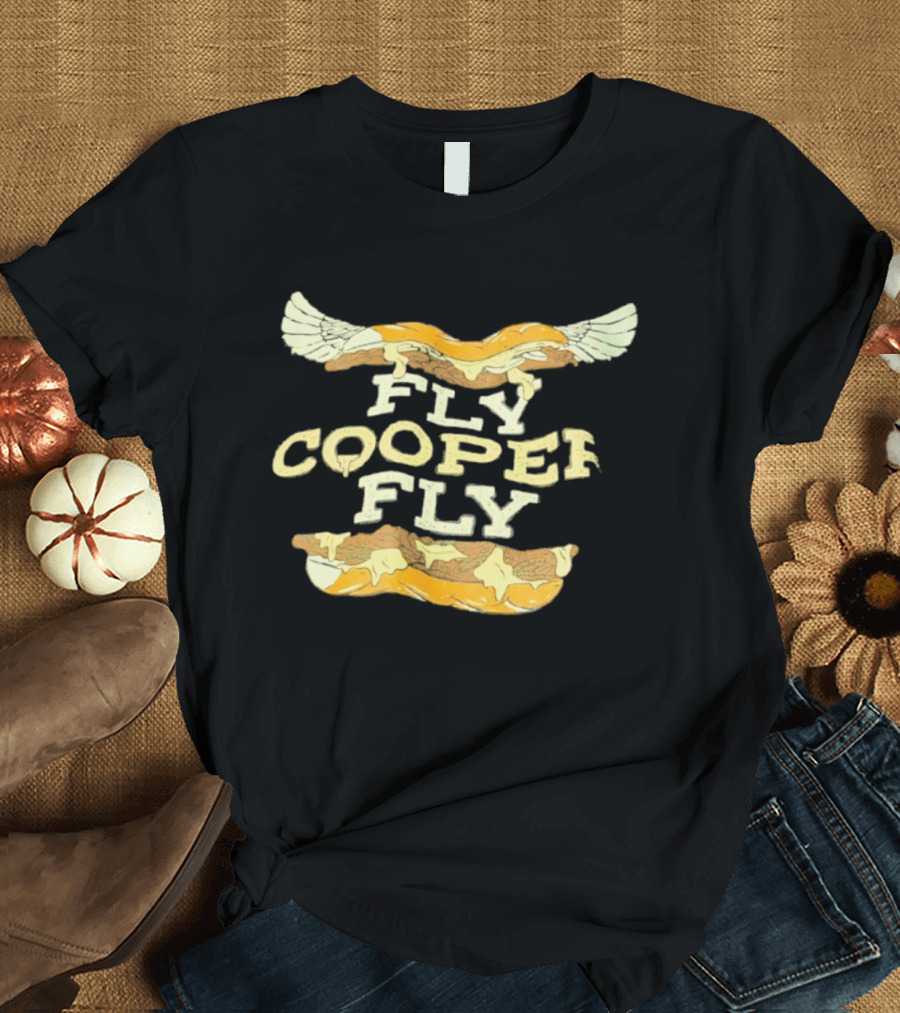 Fly Cooper Fly Cheesesteak Wings Football Theme T-Shirt