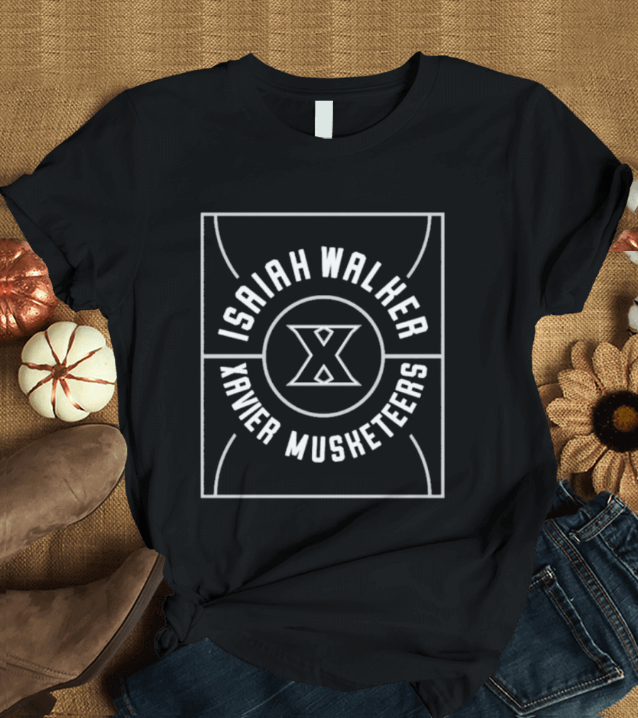 Isaiah Walker Xavier Musketeers Basketball Court X Logo T-Shirt