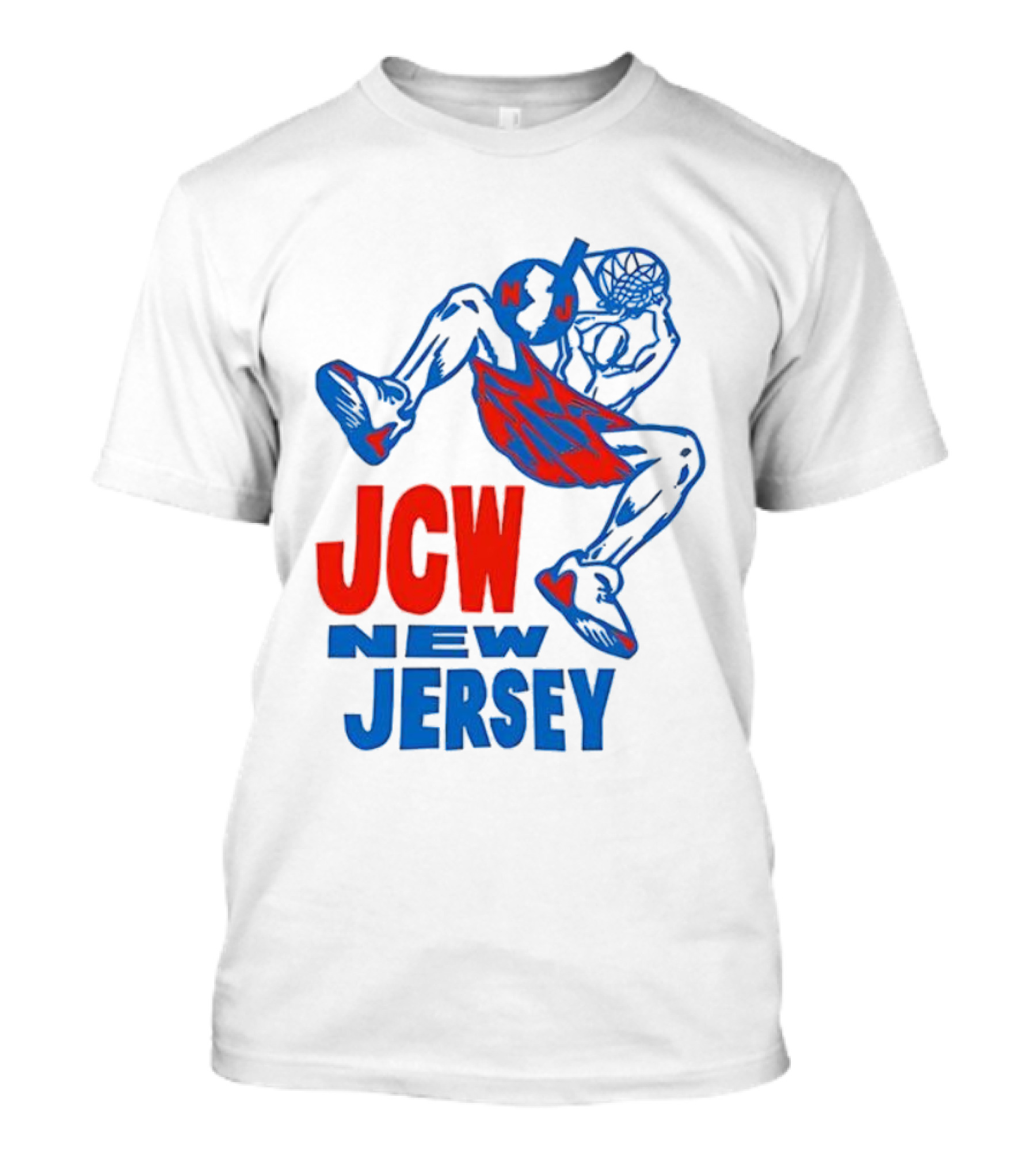 JCW New Jersey Basketball Dunking Figure Iconic Sports Style T-Shirt