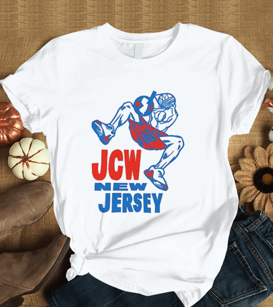 JCW New Jersey Basketball Dunking Figure Iconic Sports Style T-Shirt