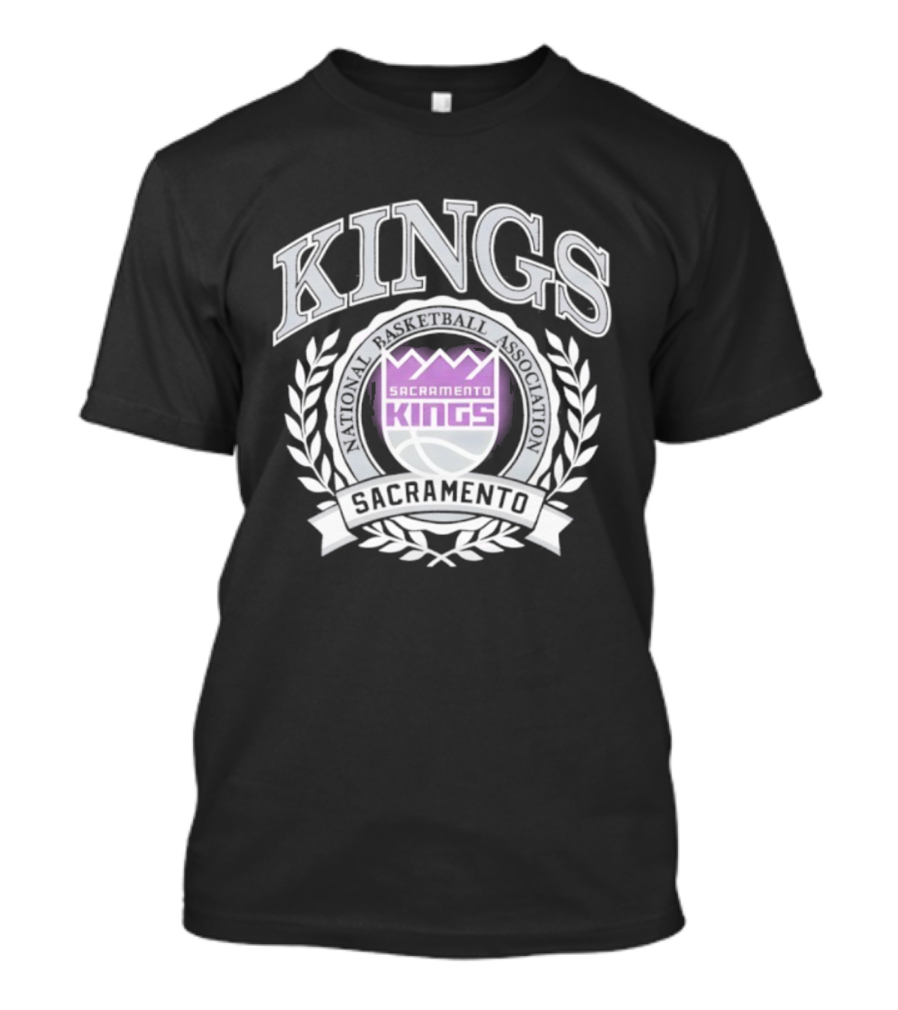 Sacramento Kings NBA Team Logo Laurel Wreath Emblem T-Shirt