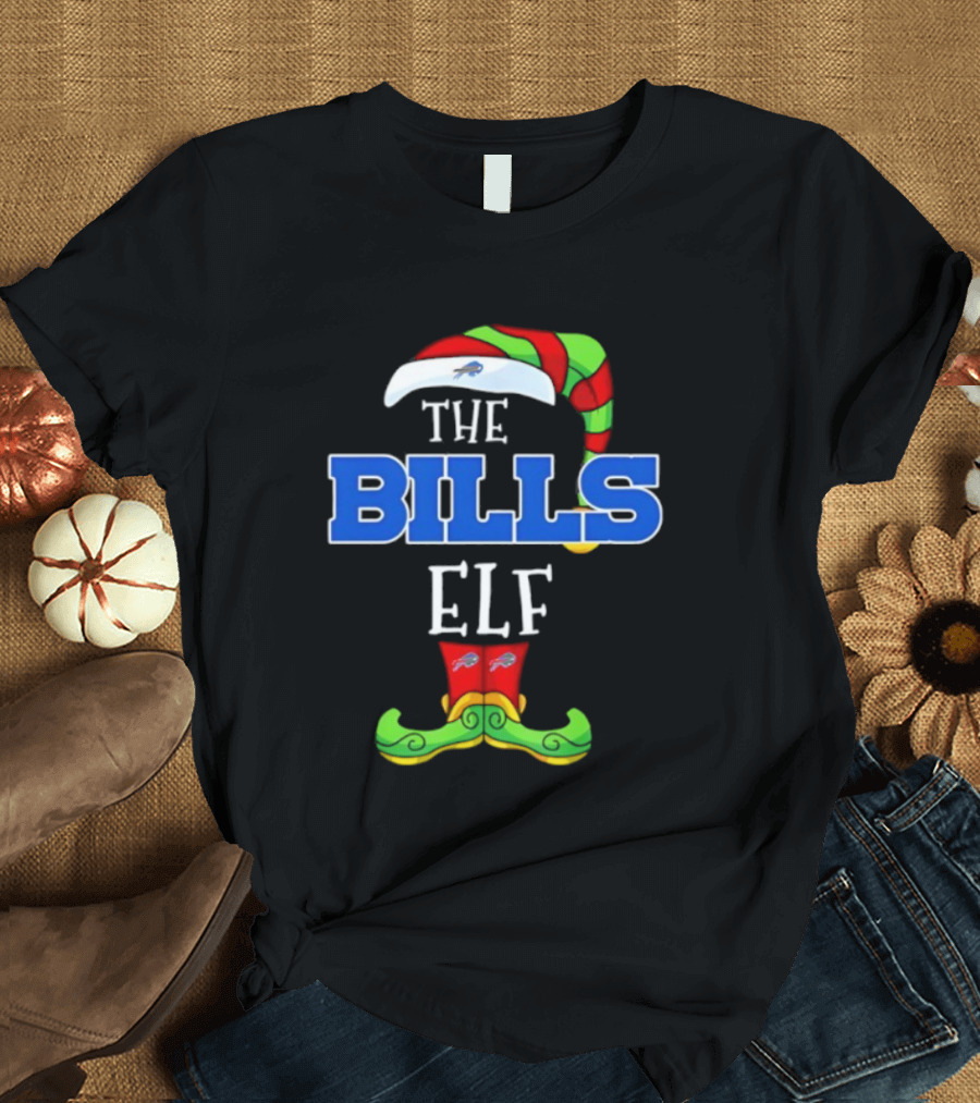 Buffalo Bills Christmas Elf Hat And Boots Holiday Fan Gear T-Shirt