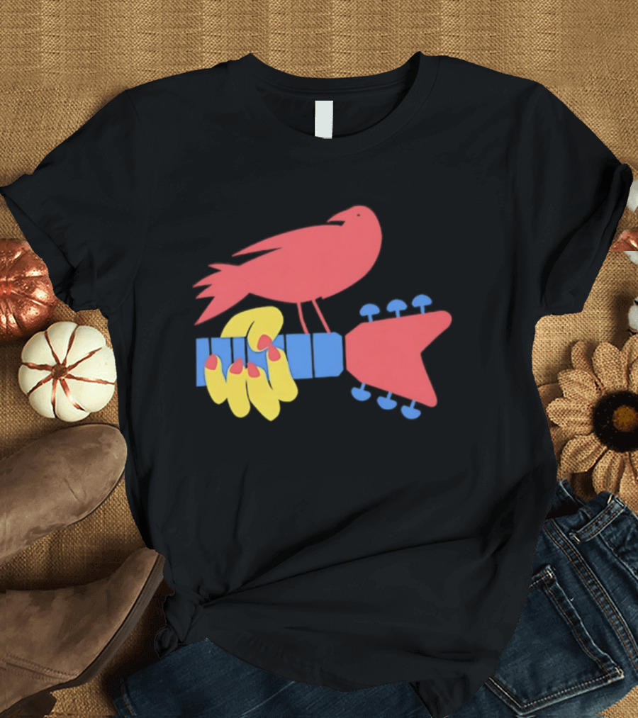 Woodstock Bird Holding Guitar Iconic Symbol T-Shirt