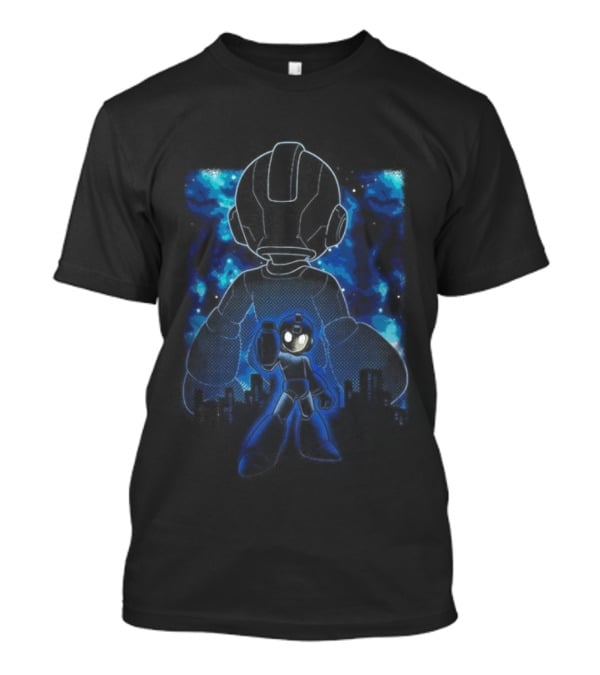 Rockman Nebula Mega Man Classic Video Game Skyline Retro Style T-Shirt