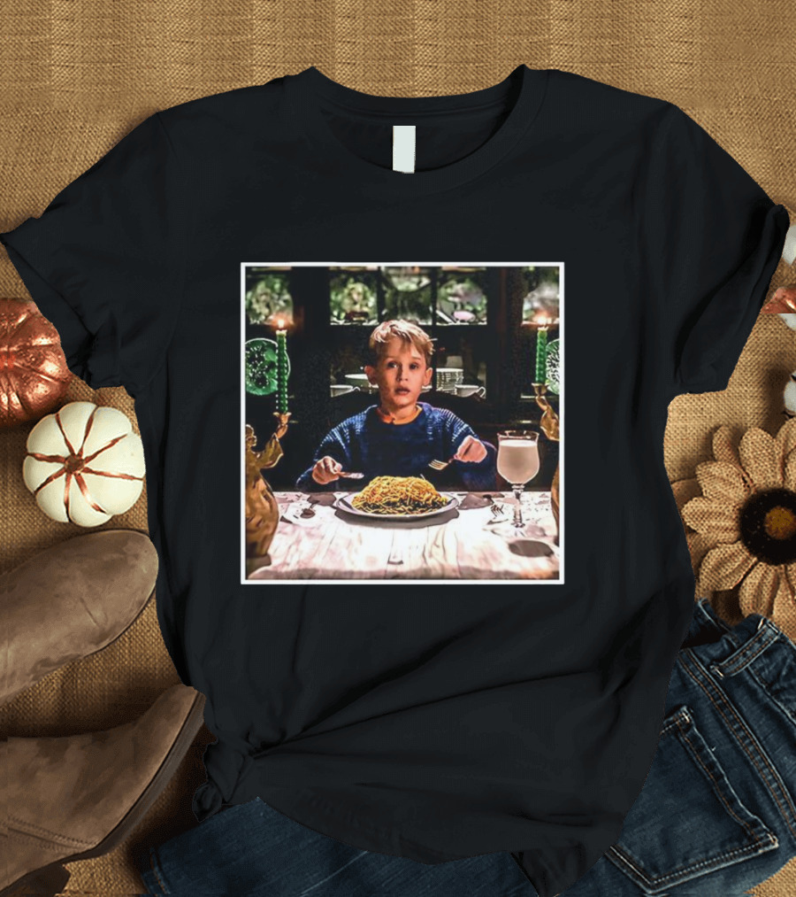 Home Alone Kevin Christmas Dinner Scene Iconic Meal Plan T-Shirt