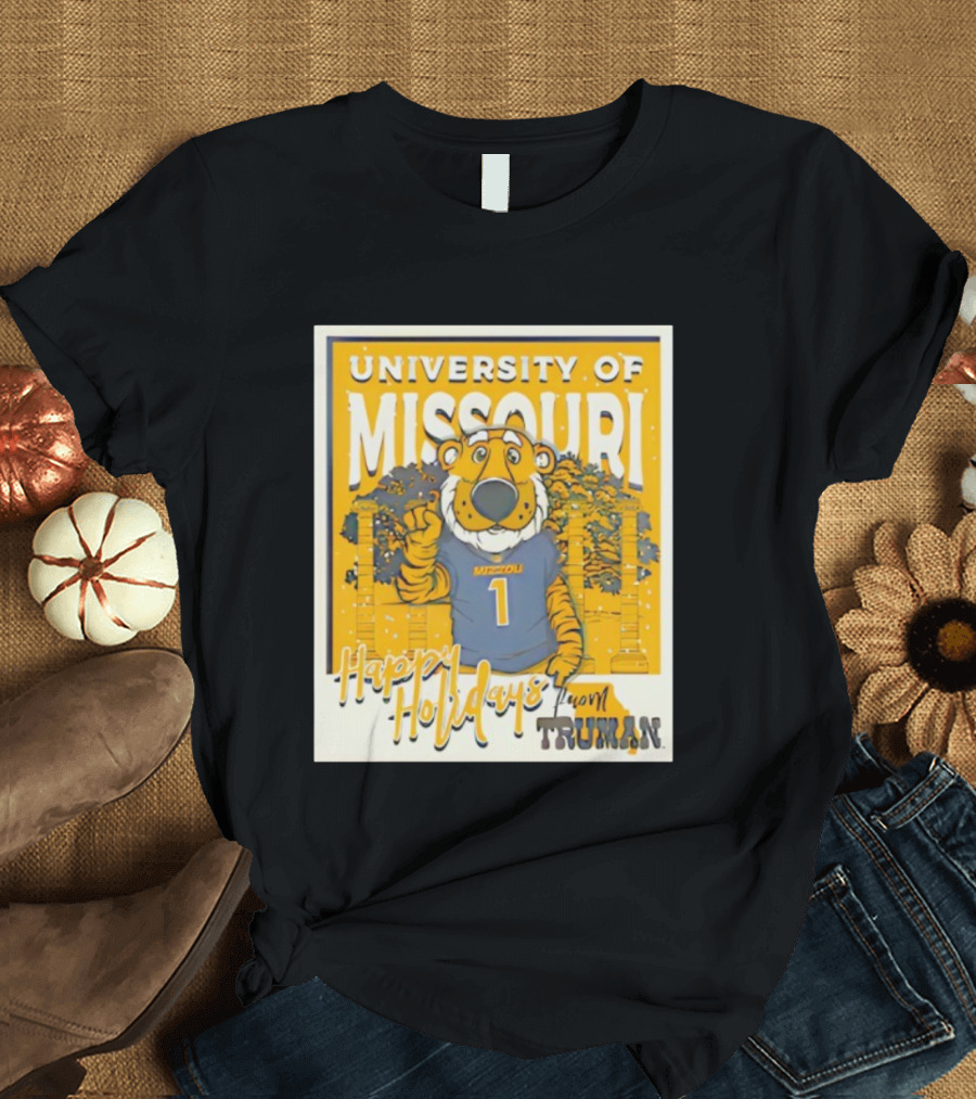 University Of Missouri Truman Happy Holidays Polaroid T-Shirt