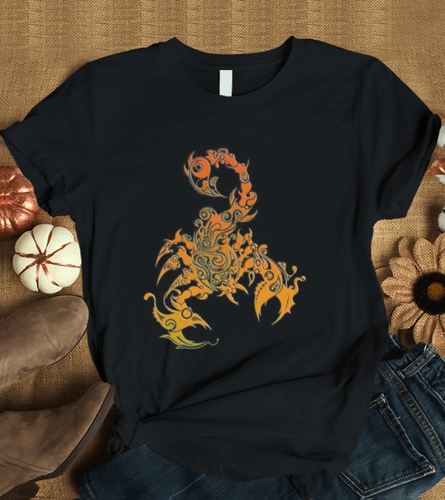 Scorpion Fiery Spirit Swirl Motif T-Shirt