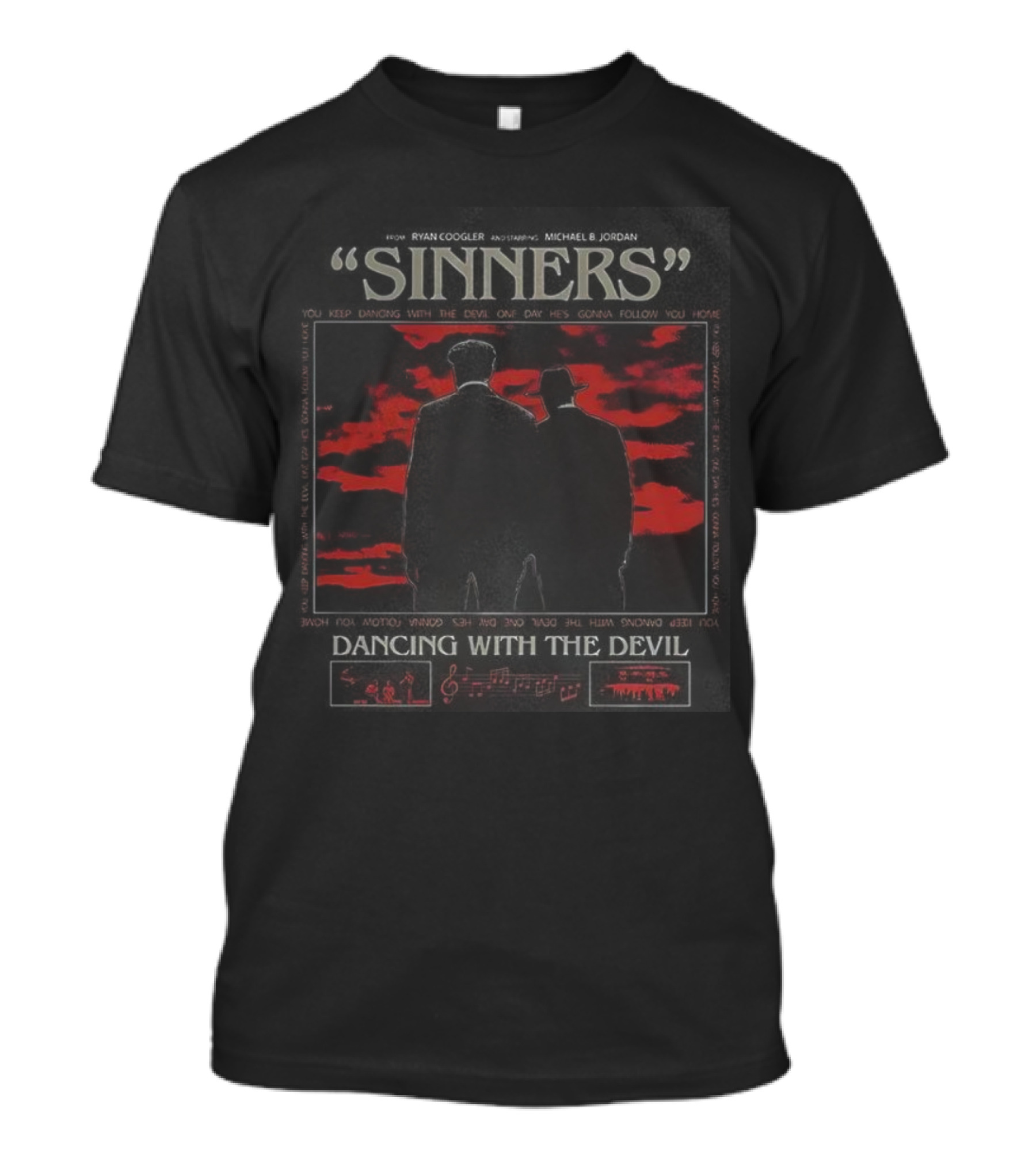 Sinners Movie Dancing With The Devil Ryan Coogler Michael B Jordan Vintage T-Shirt
