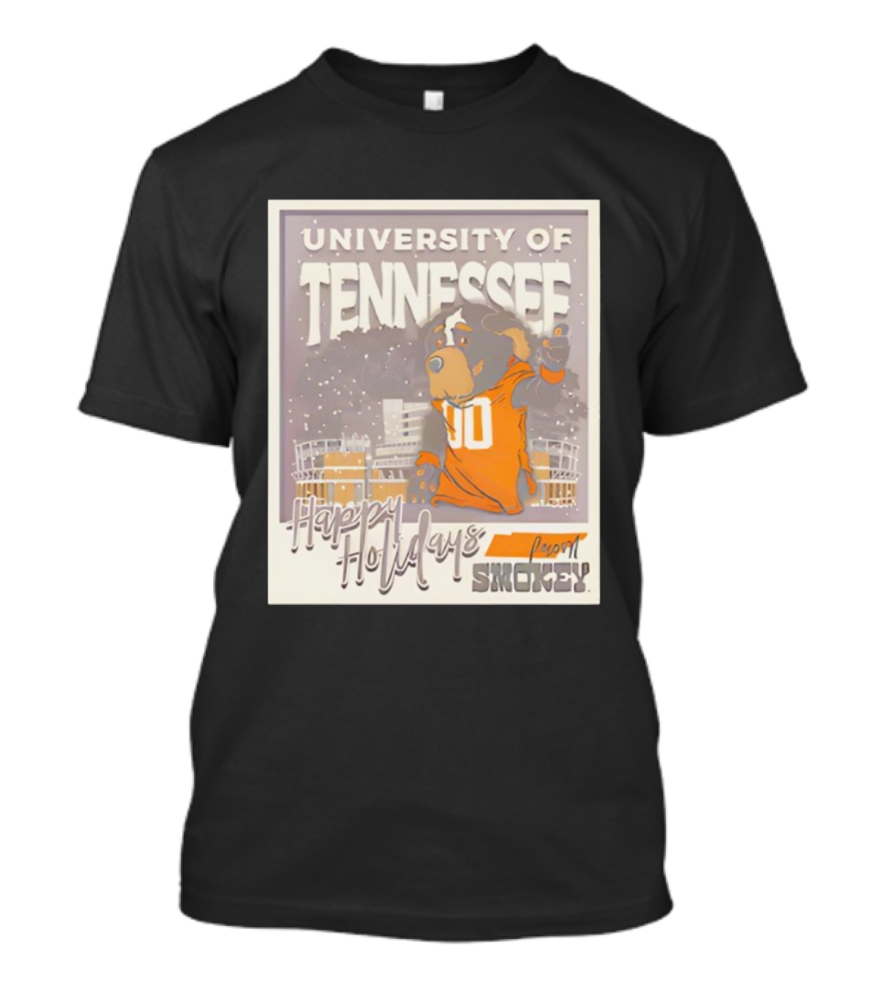 University Of Tennessee Happy Holidays From Smokey Stadium Scene T-Shirt