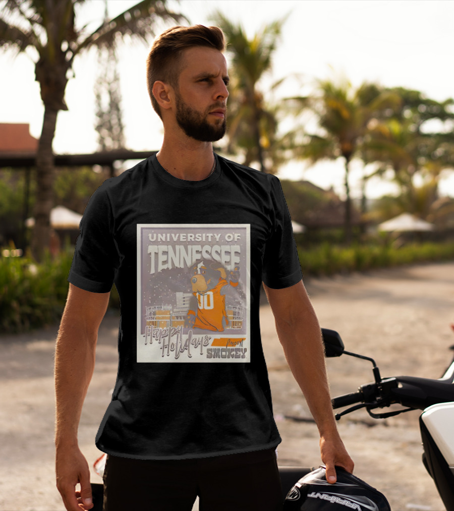 University Of Tennessee Happy Holidays From Smokey Stadium Scene T-Shirt