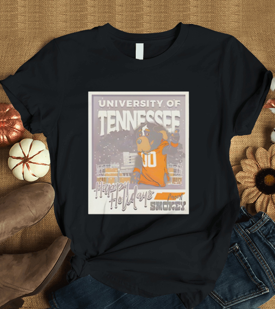 University Of Tennessee Happy Holidays From Smokey Stadium Scene T-Shirt