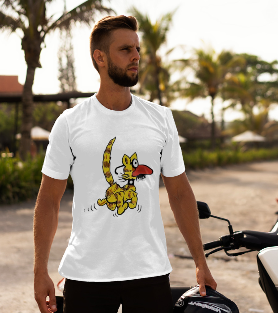 Don Martin Cartoon Yellow Cat With Red Nose Retro Humor Classic Comic Style T-Shirt